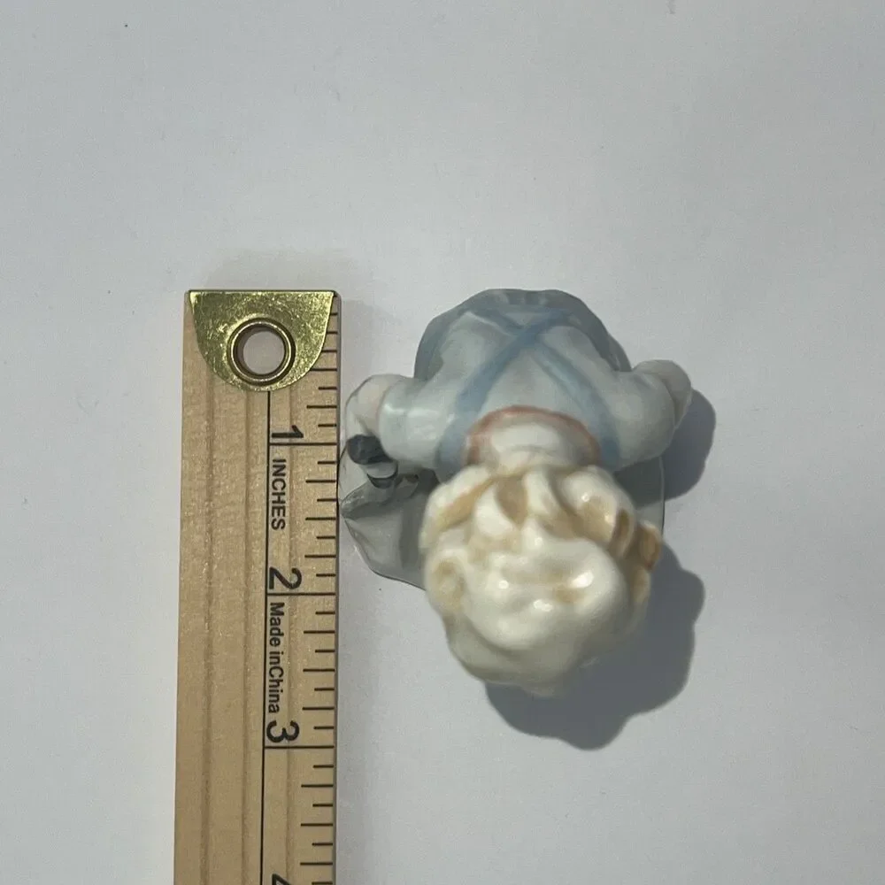 Vintage Porcelain Little Boy With Shovel Overalls Knickknack Made In Japan